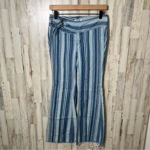Free People We The Free Indigo Haze Journey‎ Striped Flare Retro Jeans Womens 25